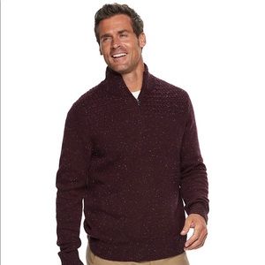 Mens Quarter Zip Sweater Burgundy Xxl 